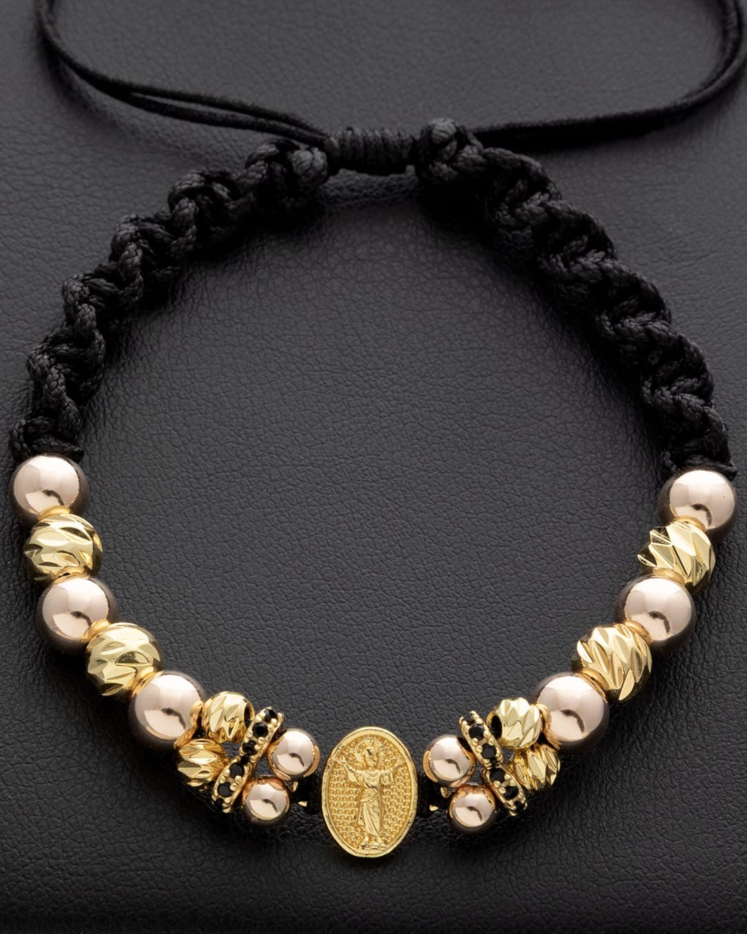 PULSERA BALÍN LISO DIAMANTADO 6-4 MM - DIJE DIVINO NIÑO