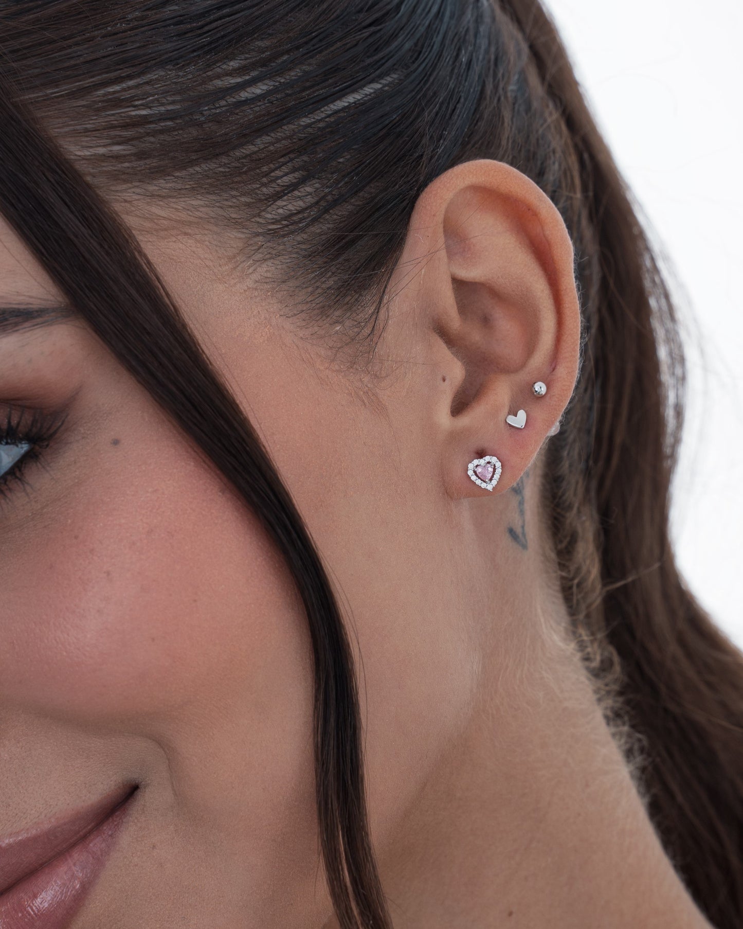 TOPOS CORAZÓN CRITAL ROSADO PLATA 925