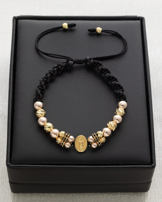 PULSERA BALÍN LISO DIAMANTADO 6-4 MM - DIJE DIVINO NIÑO