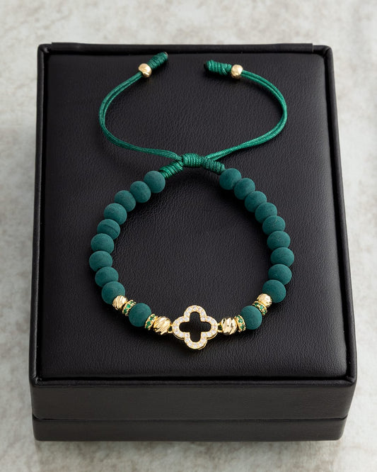 PULSERA BALÍN DIAMANTADO 5-4 MM - DIJE TRÉBOL