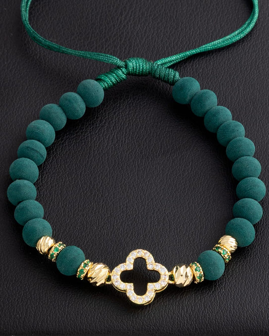 PULSERA BALÍN DIAMANTADO 5-4 MM - DIJE TRÉBOL