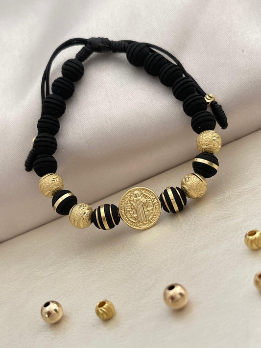 PULSERA BALÍN DIAMANTADO 8MM -DIJE SAN BENITO