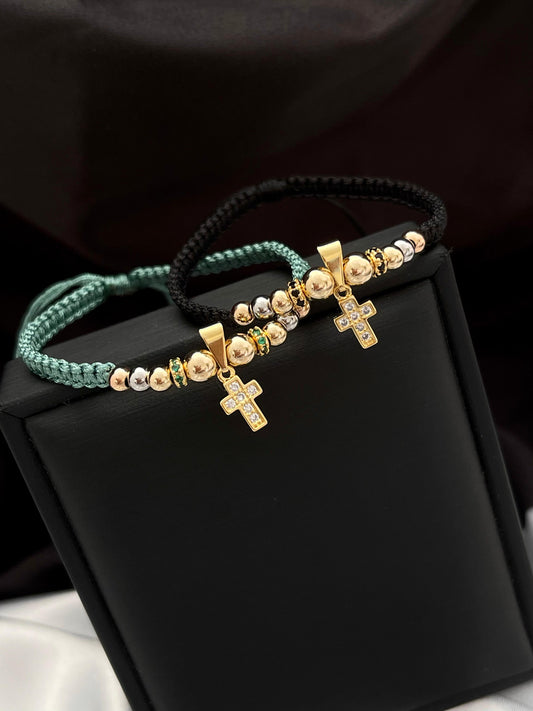 PULSERAS BALÍN LISO 4MM - DIJE CRUZ