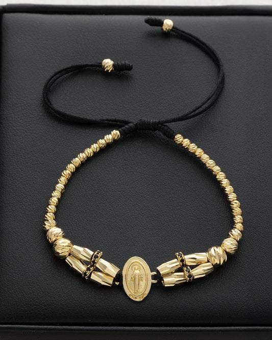 PULSERA BALÍN DIAMANTADO 6-5-4-3 MM - DIJE VIRGEN MILAGROSA