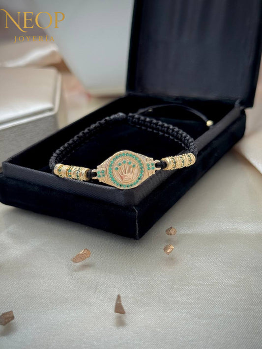 PULSERA CORONA ROLEX VERDE