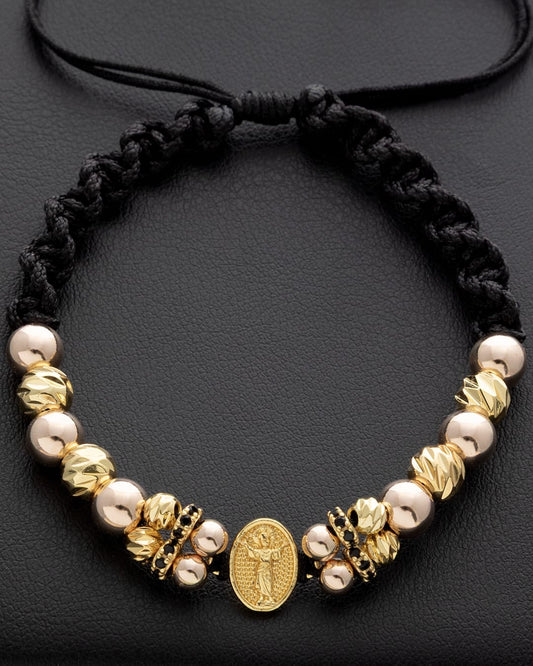 PULSERA BALÍN LISO DIAMANTADO 6-4 MM - DIJE DIVINO NIÑO