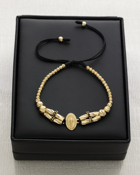 PULSERA BALÍN DIAMANTADO 6-5-4-3 MM - DIJE VIRGEN MILAGROSA