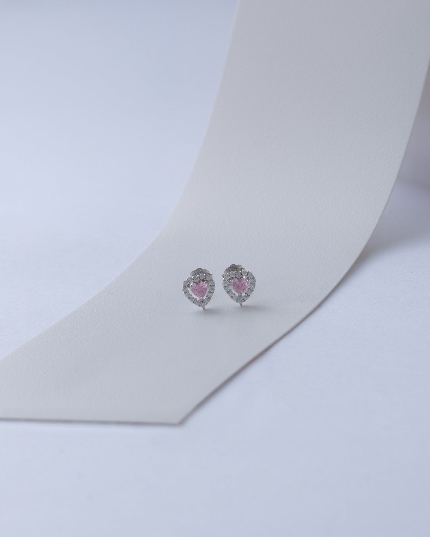 TOPOS CORAZÓN CRITAL ROSADO PLATA 925