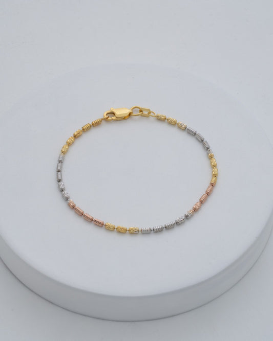PULSERA BARRIL TRES TONOS 19.5 CM