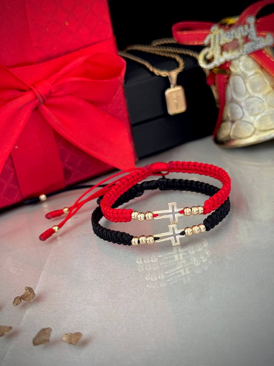 PULSERAS BALÍN LISO 3MM-HERRAJE CRUZ
